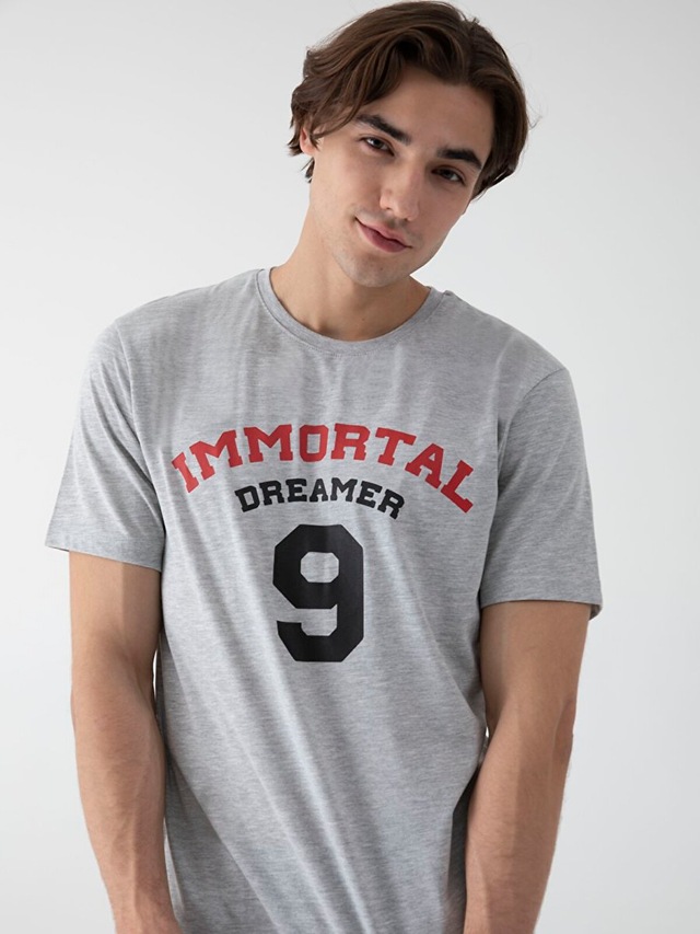 Ltb Slogan Baskılı Gri T Shırt