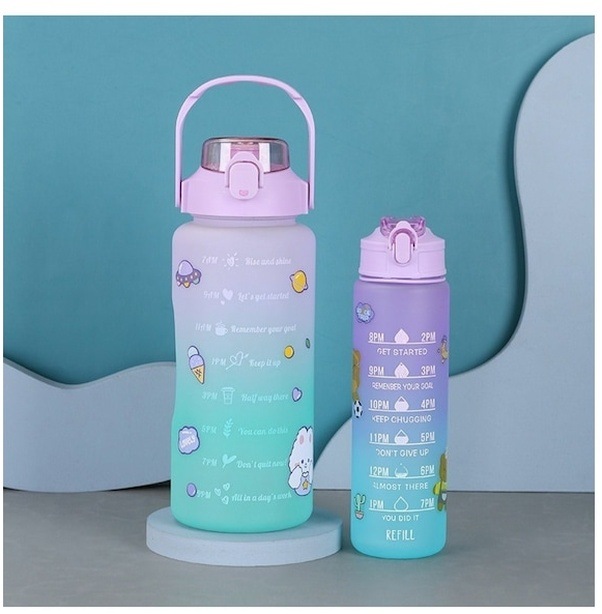 Finehome 2'li Motivasyon Matarası - Mor 2000 ML + 900 ML