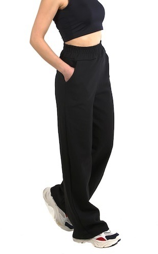 Kadın Siyah Yüksek Bel Bol Kesim Eşofman Altı Siyah