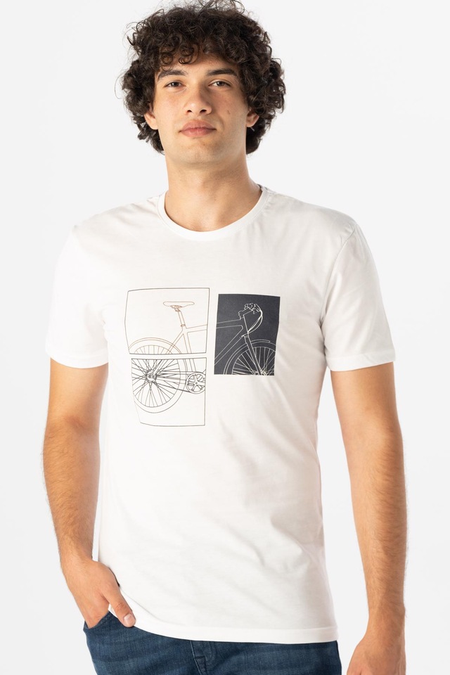 Süvari Erkek O Yaka Slim Kalıp Baskılı Tişört TS1014000223-BEY