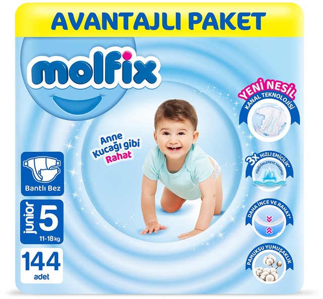 Molfix Bebek Bezi 5 Beden Junior Avantajlı Paket 144 Adet