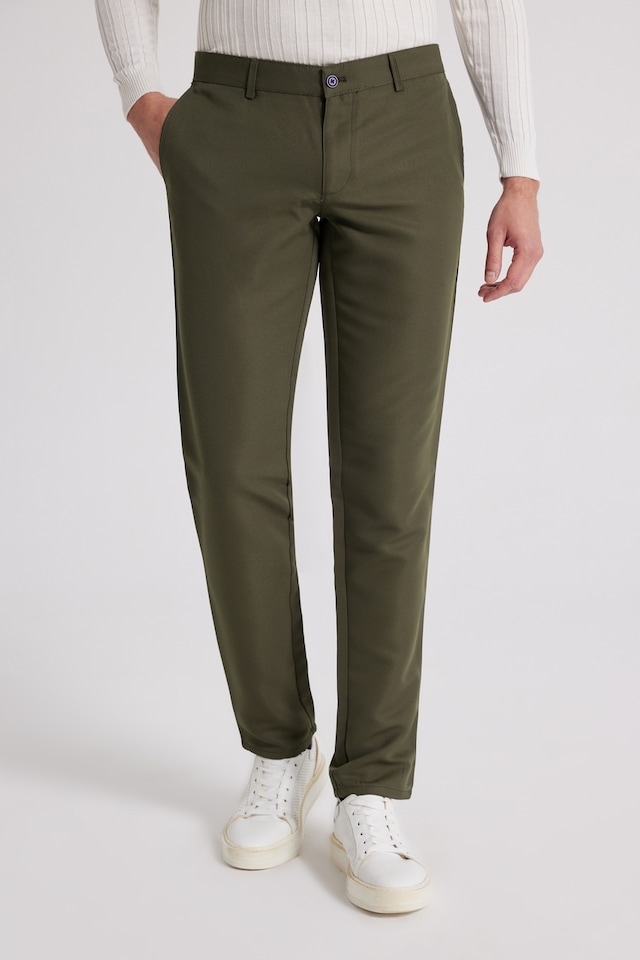 Ds Damat Slim Fit Haki Armürlü Chino Pantolon 7hcc3ort10001