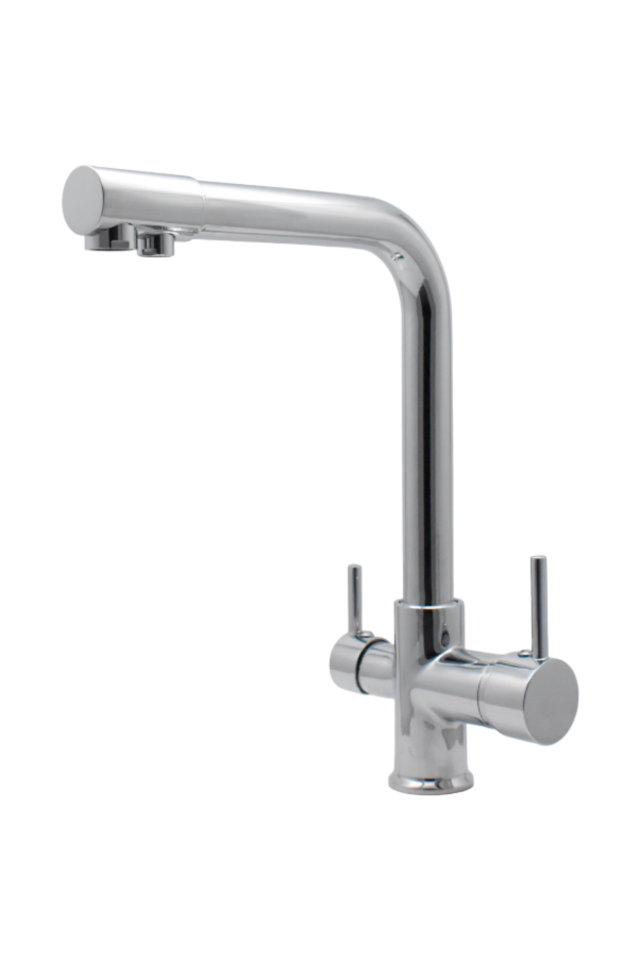 Kustar Krom 3 Yollu Arıtma Çıkışlı Mutfak Evye Bataryası