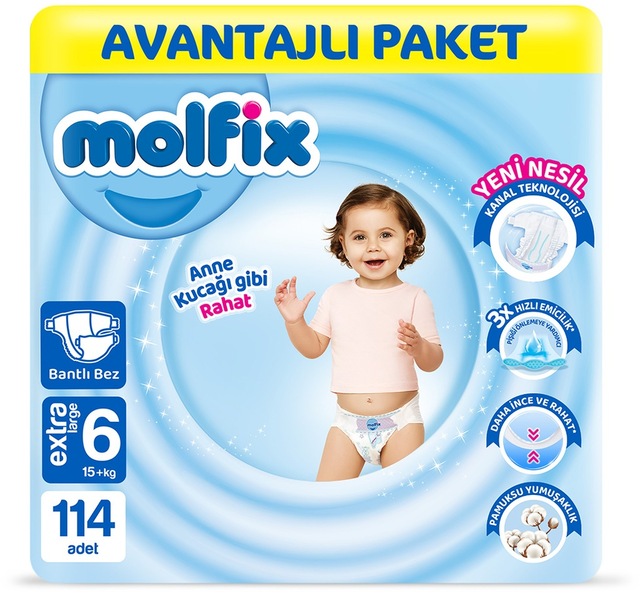 Molfix Bebek Bezi 6 Beden Extra Large Avantajlı Paket 114 Adet