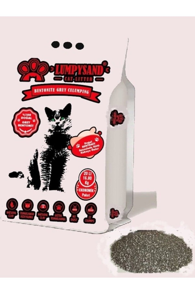 Lumpysand Bebek Pudralı Kokulu Gri İnce Bentonit Kedi Kumu 20 L