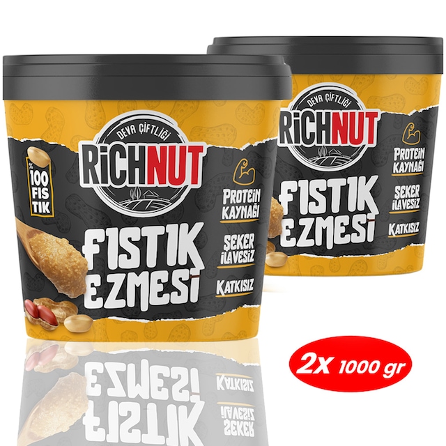 Deva Çiftliği Şekersiz Fıstık Ezmesi 2 x 1 KG