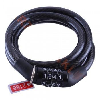 Bisiklet Şifreli Halat Kilit 8x100 CM Siyah 4 Haneli