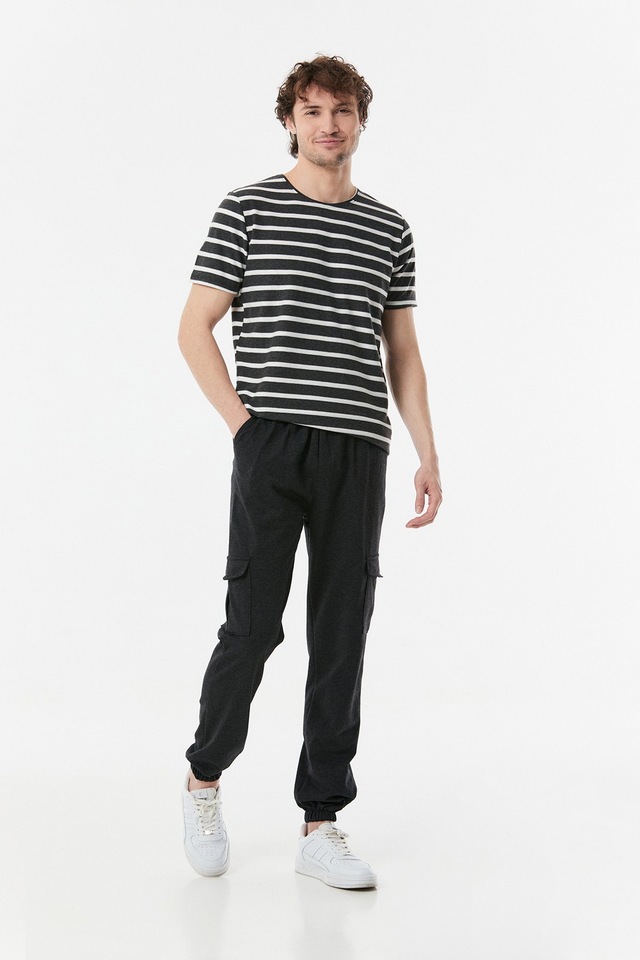 FULLAMODA Beli Lastikli Kargo Cepli Jogger Eşofman Altı- Antrasit