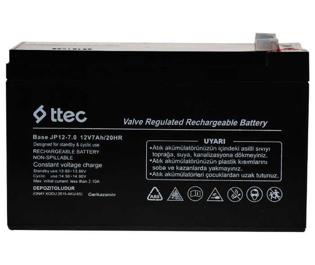 Ttec Base 12V 7Ah Bakımsız Kuru Akü Aralık 2022 Üretim