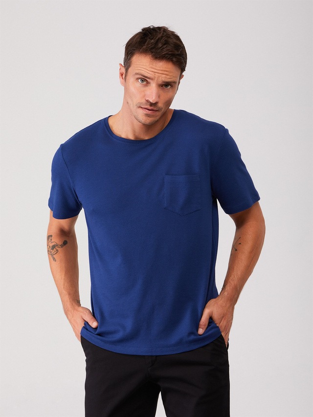 Dufy Bisiklet Yaka Erkek Tshirt DU4212047009 İndigo