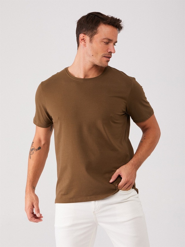 Dufy Bisiklet Yaka Erkek Tshirt DU4212047004 Haki