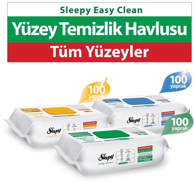 Sleepy Easy Clean Beyaz Sabun Katkılı+Çamaşır Suyu Katkılı+Arap Sabunu Katkılı 3x100 (300 Yaprak)