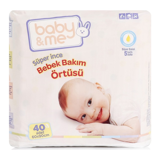 Baby Me Süper İnce Bebek Bakım Örtüsü 60 x 90 CM 40 Adet