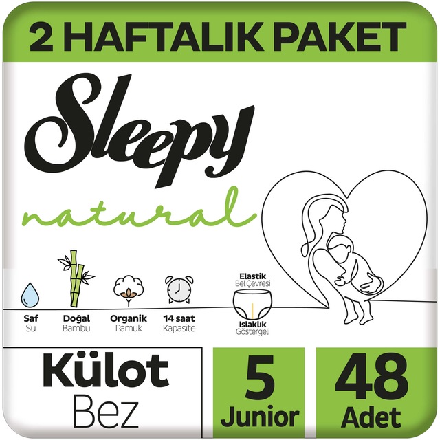 Sleepy Natural Külot Bez 5 Numara Junior 2 Haftalık Paket 48 Adet