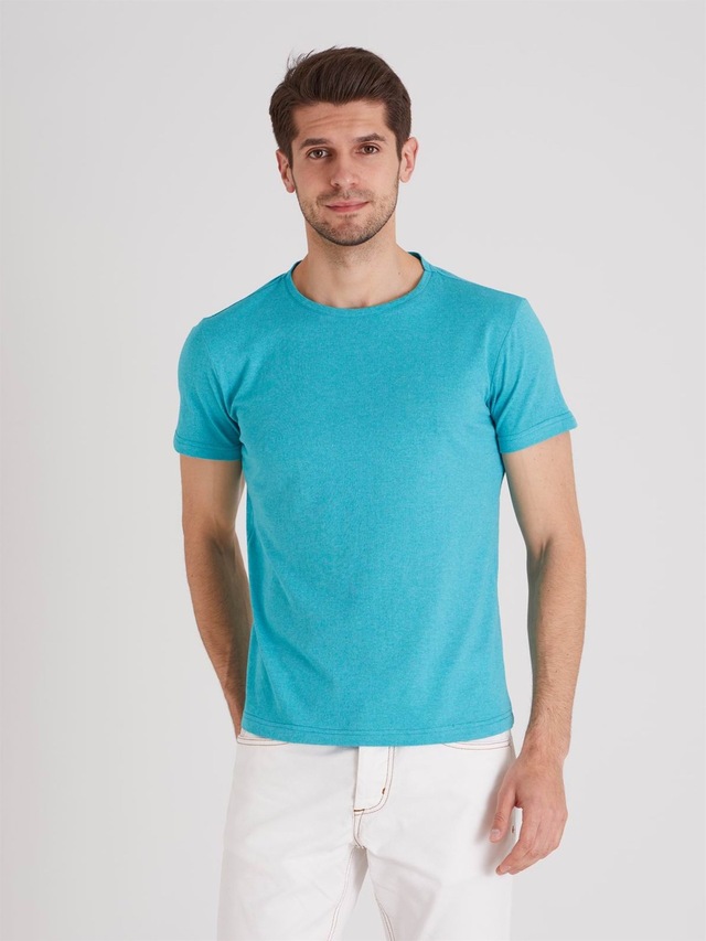 Dufy Bisiklet Yaka Erkek Tshirt DU4212047001 Mavi