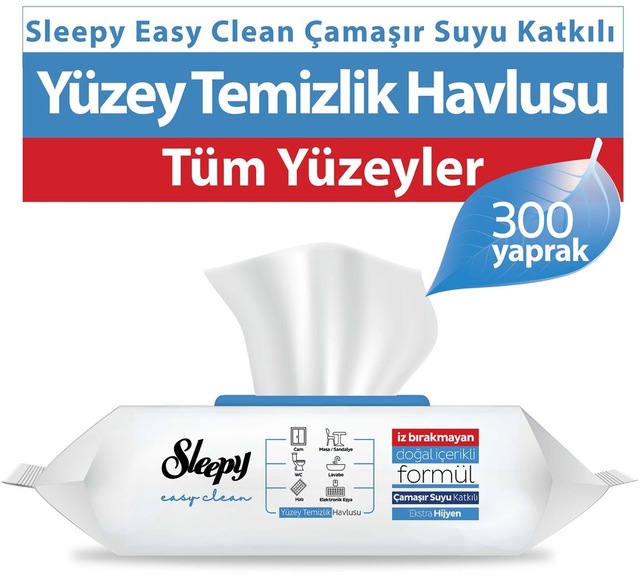 Sleepy Easy Clean Çamaşır Suyu Katkılı Yüzey Temizlik Havlusu 3x100 (300 Yaprak)