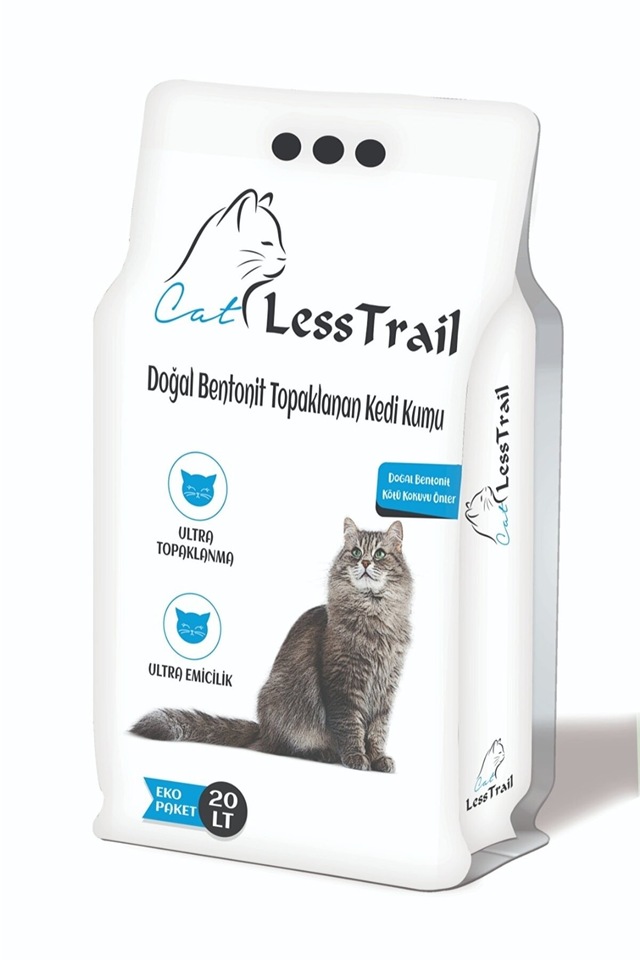 Less Trail İnce Tane Kokusuz Natrl Beyaz Bentonit Kedi Kumu 20 L