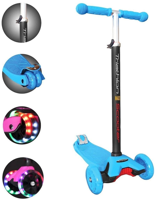 Triathlon T-142 Maxi Mavi Işıklı Ayarlanabilir Gidonlu Scooter