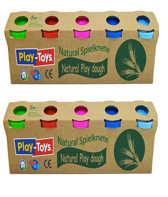 Playtoys Natural Doğal 5'li Oyun Hamuru-iki Adt 10x100 Gr Natürel