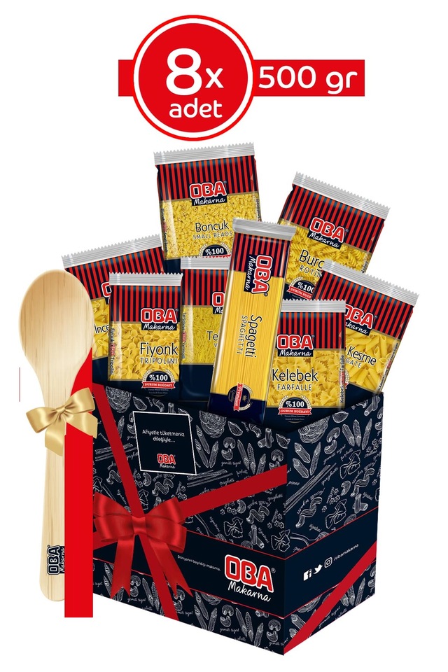 Oba Karışık Makarna 8 x 500 G + Tahta Kaşık