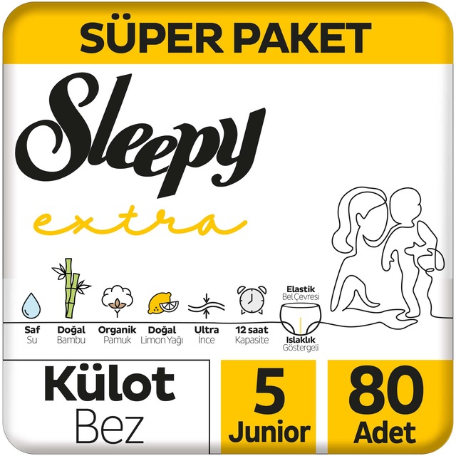 Sleepy Extra Günlük Aktivite Külot Bez 5 Numara Junior Süper Paket 80 Adet