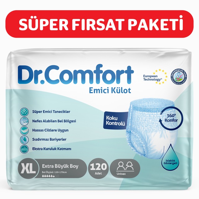 Dr.Comfort Yetişkin Emici Külot Ekstra Büyük Boy XL 4 x 30'Lu 120 Adet