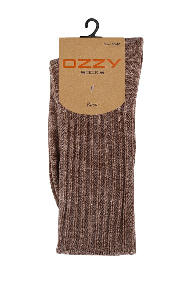 Ozzy Socks Kışlık Kadın Yünlü Uyku Çorabı Soft Touch Kahverengi