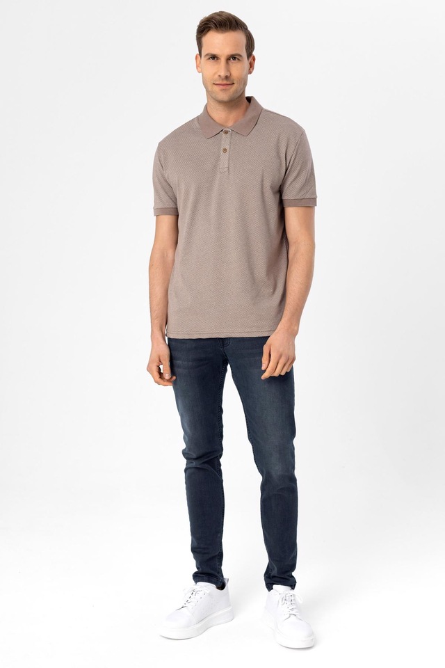 Süvari Erkek Polo Yaka Regular Armürlü Tişört TS1014000257-KH2