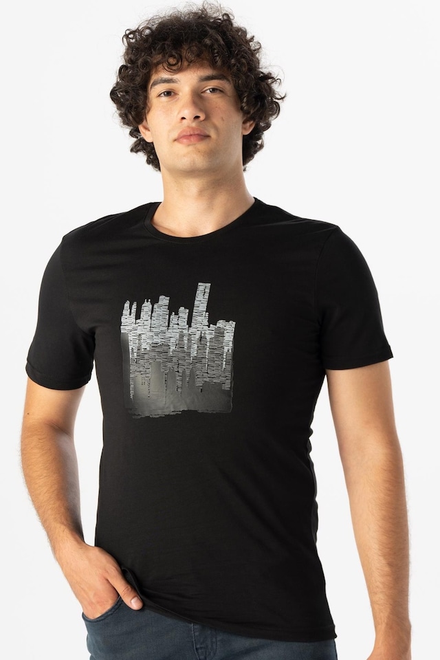 Süvari Erkek O Yaka Slim Kalıp Baskılı Tişört Ts1014000225-s09