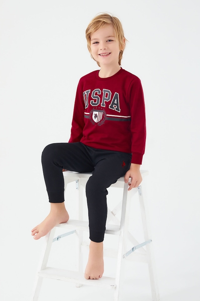 U.s. Polo Assn Bordo Erkek Çocuk Pijama Takım