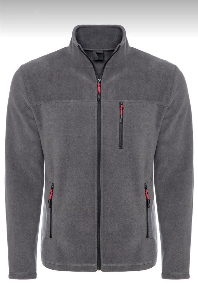 Tam Fermuarlı 3 Cepli Polar Gri