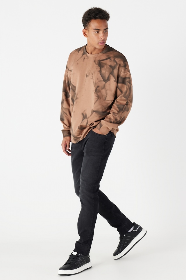 AC&Co / Altınyıldız Classics Erkek Sıyah Ekstra Slim Fit Dar Kesim Rıss Pamuklu Esnek Denim Jean Kot Pantolon