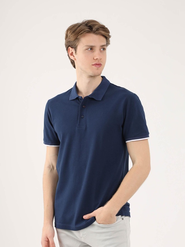 Dufy Polo Yaka Erkek T-shirt Indigo DU4222043002