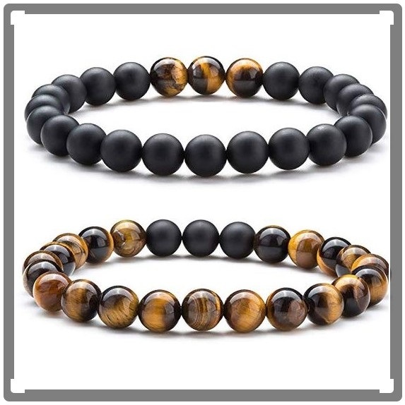 Tesbih Sakarya 2'Li Kombin Kaplangözü Oniks Doğaltaş Bileklik