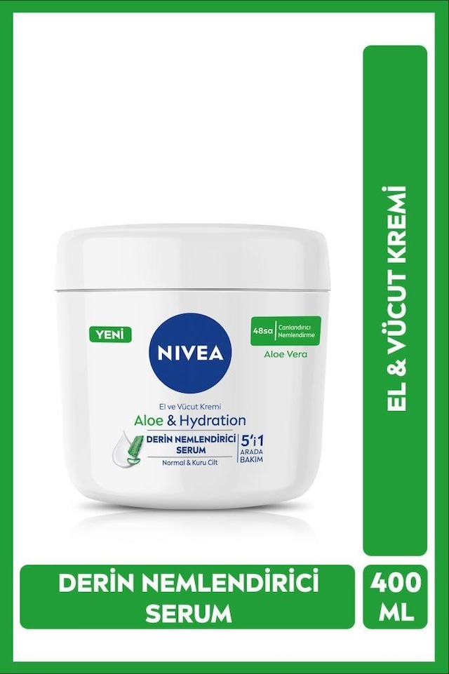 Nivea Aloe & Hydration 5'i 1 Arada Derin Nemlendirici El ve Vücut Kremi 400 ML