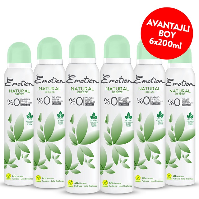 Emotion Natural Breeze Kadın Sprey Deodorant 6 x 200 ML