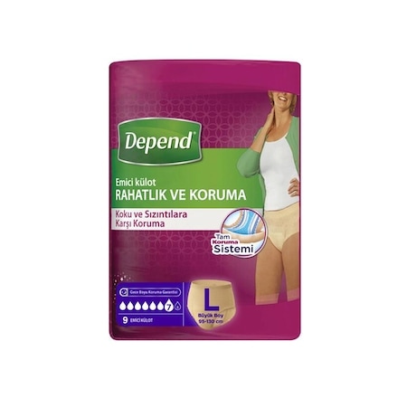 Depend Emici Külot Kadın Hasta Bezi Büyük Boy L 9'Lu