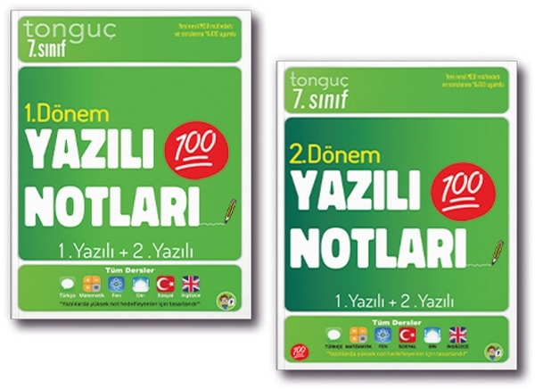 Tonguç 7. Sınıf Yazılı Notları Set 2 Kitap - 1. Ve 2. Dönem - 1. Ve 2. Yazılı
