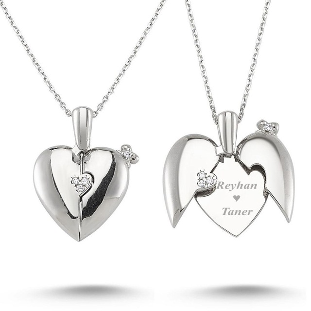 Kalbimdeki Sır Isim Yazılı Kalp Gümüş Kolye Isimli Wsn150
