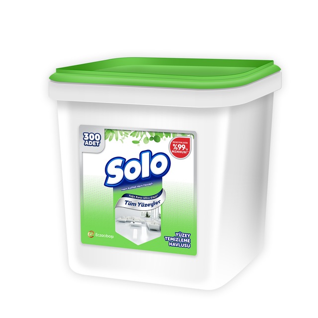 Solo Tüm Yüzeyler Kova Islak Temizlik Mendili 300 Yaprak