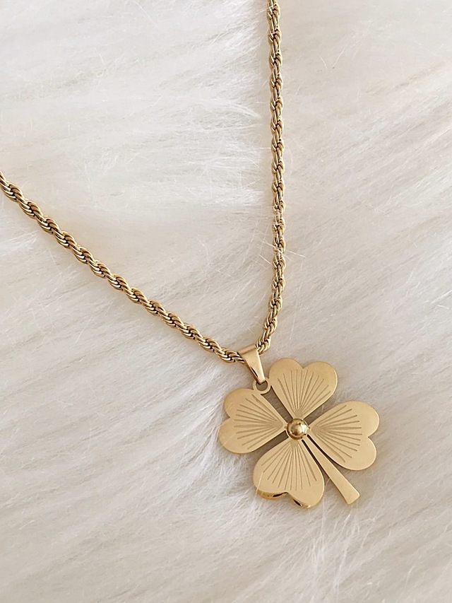 BAYAN ÇELİK KOLYE SARI YONCA ÇK-98841