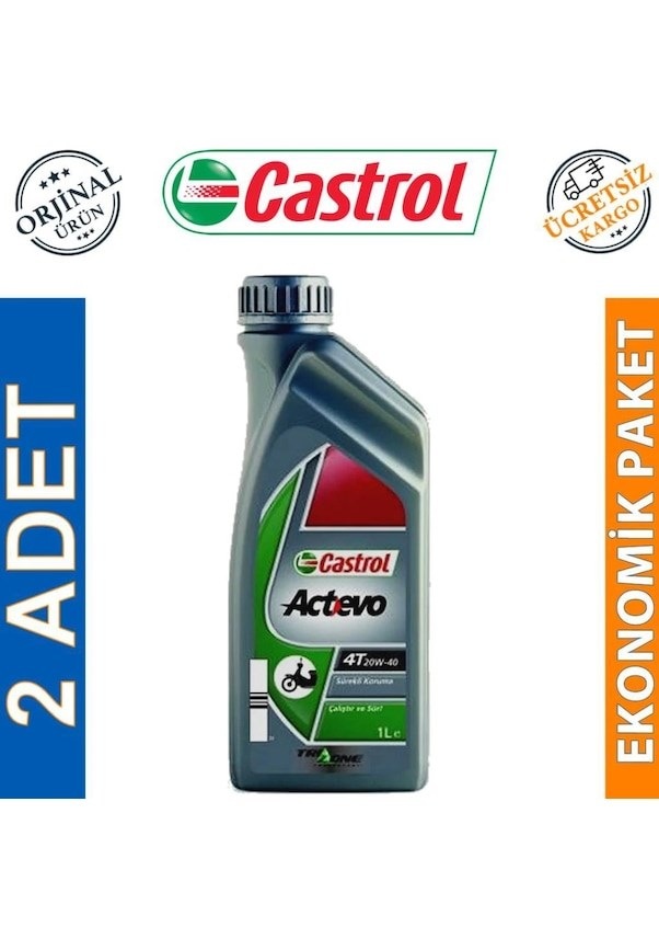 Castrol Actevo 20W-40 4t 1 L 4 Zamanlı Motosiklet Yağı (2 Adet)
