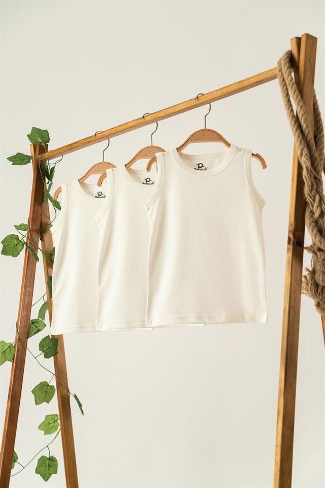 My Pamucuk Erkek Çocuk Askılı Atlet Krem 3'lü