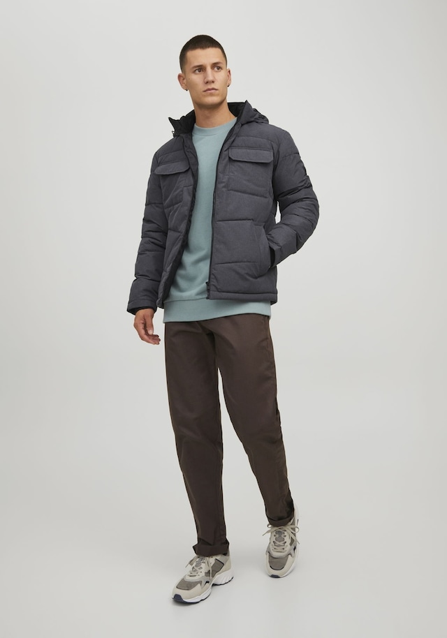 Jack & Jones Kapüşonlu Puffer Mont- Brady 12212233 Dark Grey Melange