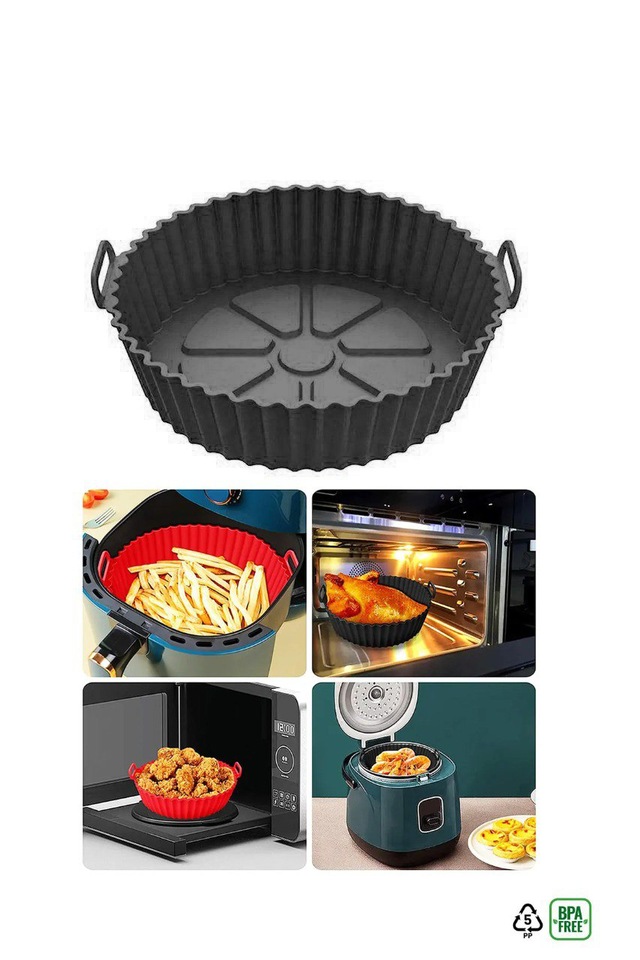 Airfryer Silikon Pişirme Kabı Siyah Fırın Kalıbı 20 x 5 CM 1 Adet
