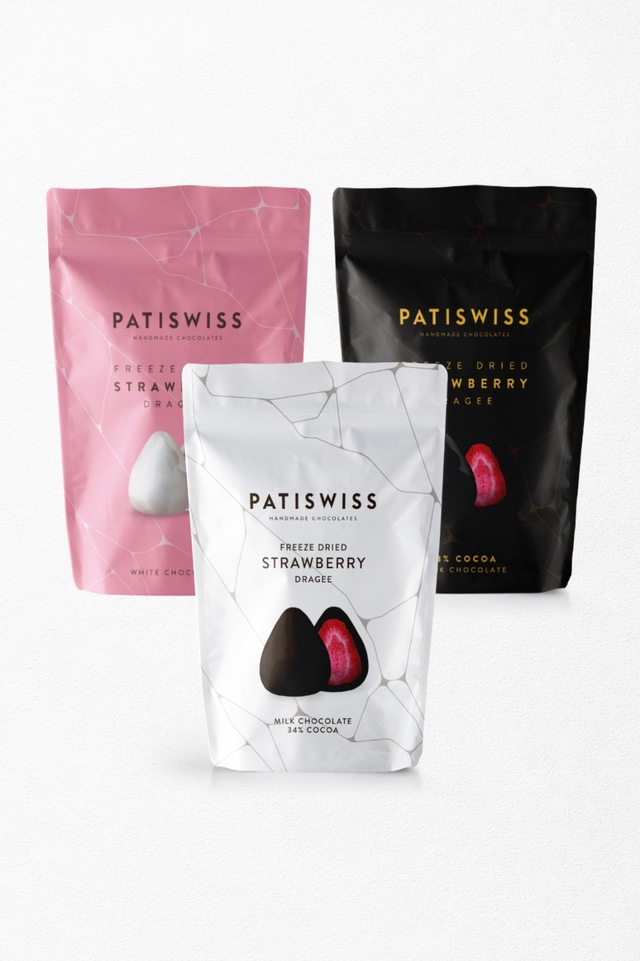 Patiswiss Sütlü + Bitter + Beyaz Çikolata Kaplı Çilek Draje Seti 3 x 80 G