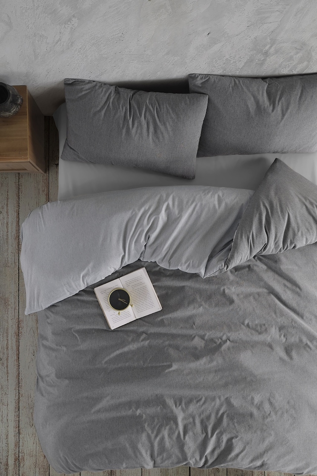 Conzaliza Lastikli Çarşaflı Pamuklu Çift Kişilik Nevresim Takımı Silver Antrasit