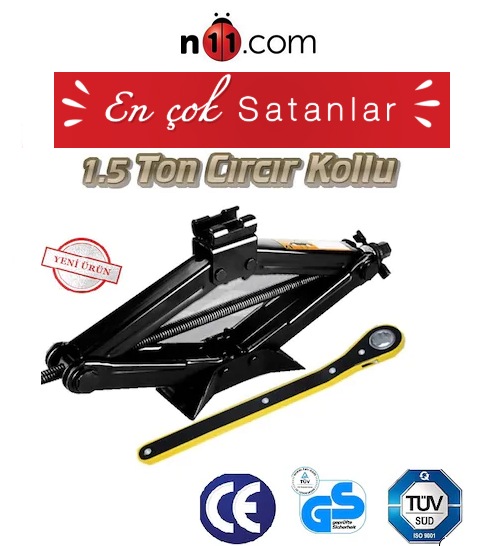 Oto Cırcır Kollu Kriko Araç Krikosu 1.5 Ton Makas Tip Cırcırlı Aras