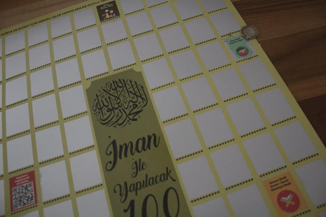 İman İle Yapılacak 100 Şey. Kazıkazan Poster. Kazınabilir Poster