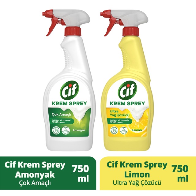 Cif Krem Sprey Ultra Yağ Çözücü 750 ML+ Cif Krem Sprey 750 ML